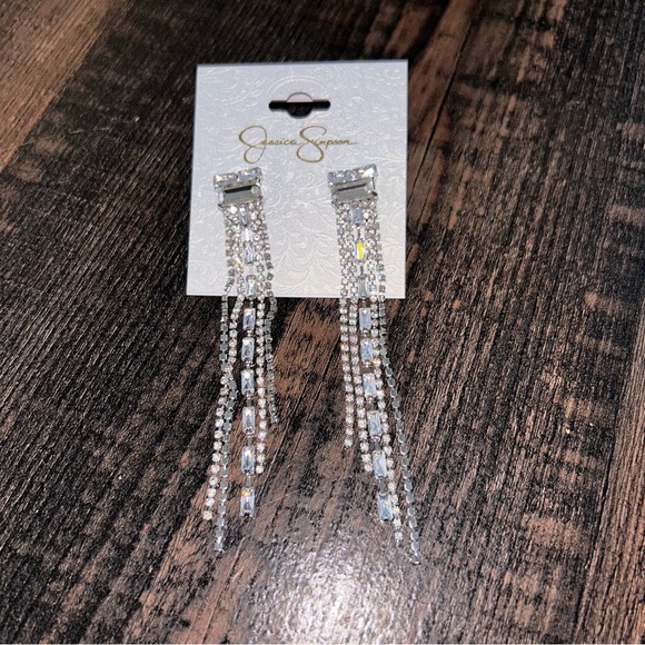 Jessica Simpson Jewelry - Jessica Simpson Dangle Earrings Silver Jewel Chain NWT